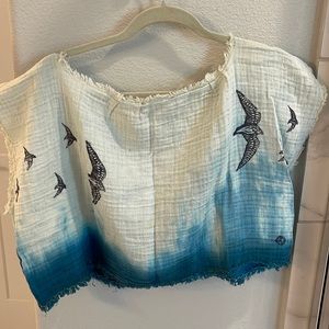 Artisan tie-dyed and hand stamped crop top